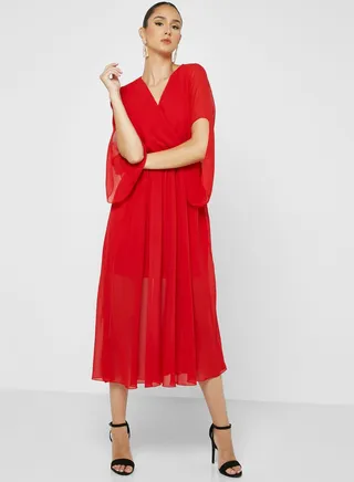 Surplice Neck A-Line Dress