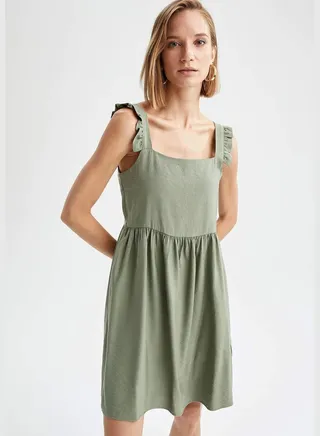 Relax Fit Frill Detailed Strappy Mini Dress