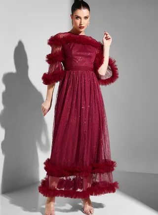 Ruffle Detail Tiered Dress