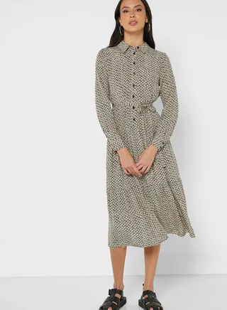 Tiered Button Detail Dress