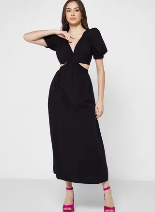 V-Neck Cut Out Detail Dress