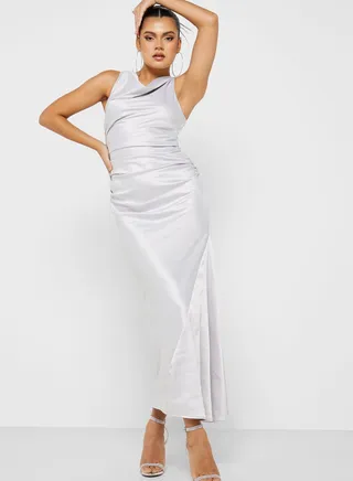 Cowl Neck Cross Back Dress