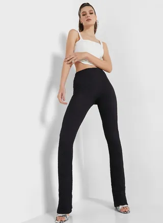 Crinkled High Waist Pants