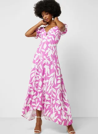 Plunge Puff Sleeve Dress