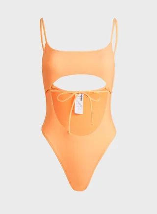 Cut Out Swimsuit with Tie Detail