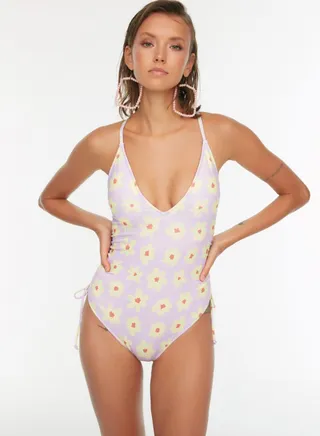 Floral Print Tie Detail Swimsuit