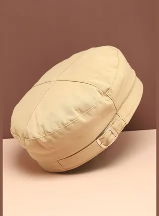 Solid Casual Beret Cap with Buckle Detail For Women