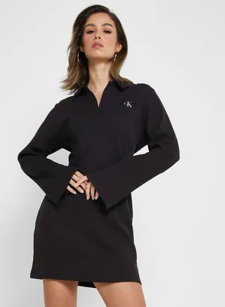 Logo Ribbed Knitted Dress