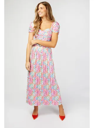 Little Mistress Mlt Spot Gathered Pleat Midaxi