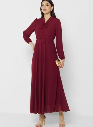 Neck Tie Detail Dress