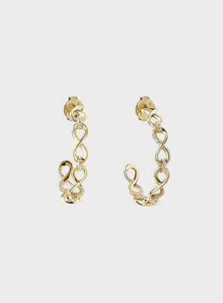 Pave Links Hoop Earrings