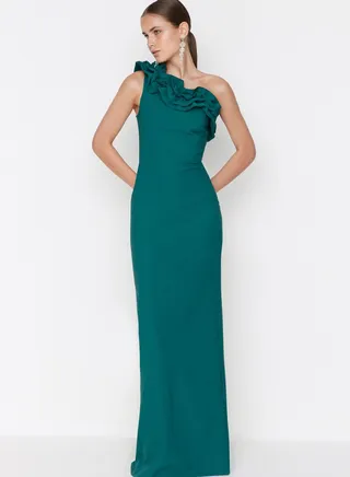 One Shoulder Ruffle Detail Dress