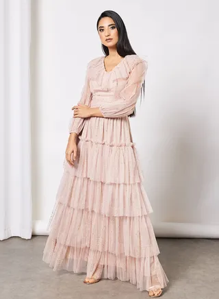 Glitter Tiered Maxi Dress