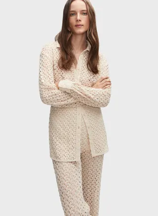 Knitted Button Detail Shirt