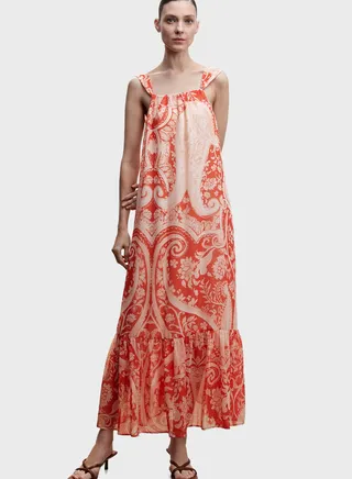 Square Neck Ruffle Hem Dress