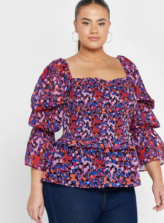 Smocked Puff Sleeve Top