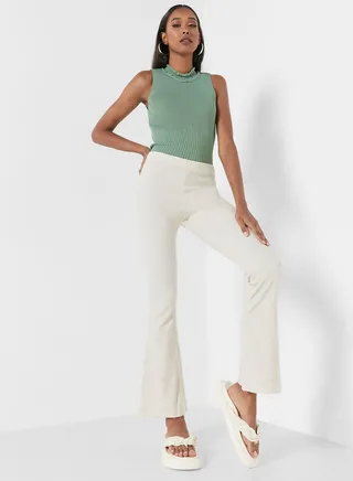 Ribbed Flared Bottom Pants
