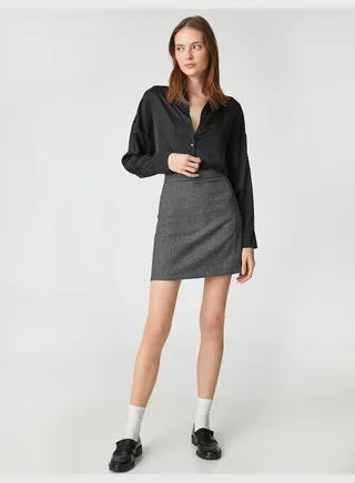 Stitch Detail Mini Skirt Zipper