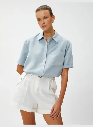 Short Sleeve Modal Blended Shirt