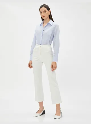 Metal Buttoned Long Sleeve Basic Shirt