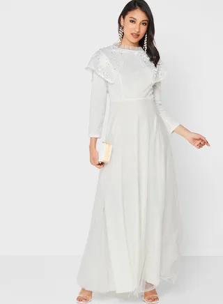 Embroidered Shoulder Dress