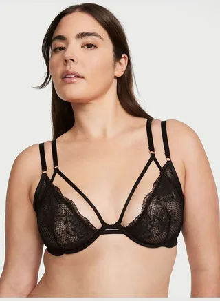 Fishnet Lace Unlined Low-Cut Demi Bra