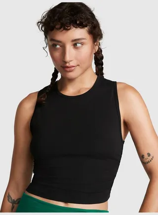 Cotton Ruched Crop Tank Top