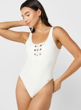 Tie Detail Square Neck Swimsuit