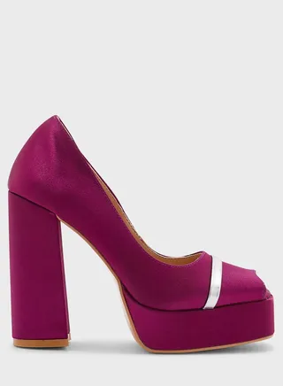 Peep-toe Satin Platform Pump