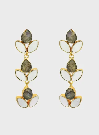 Labradorite Vine Embellished Drop Earrings