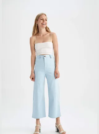 Crop Fit High Waisted Ankle Culottes