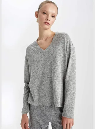 Woman Batman Licenced Regular Fit V-Neck Long Sleeve Homewear Knitted Tops