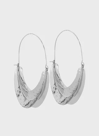 Hammered Oval Hoop Earrings
