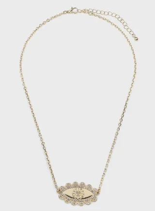 Evil Eye Rhinestone Pendant Long Necklace