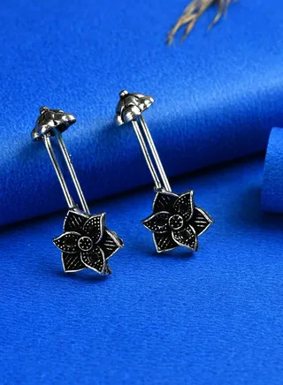 Silver Plated Floral Drop Earring