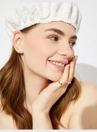 3 Part Color Stone Earrings
