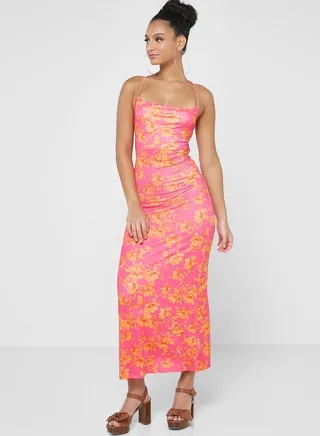 Printed Crossover Detail Dress
