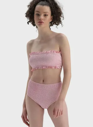 High Leg Ruched Bikini Bottom