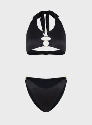 Halter Neck Ring Detail Bikini Set