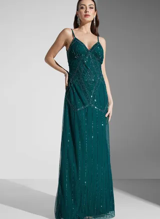 Strappy Embellished Maxi Dress