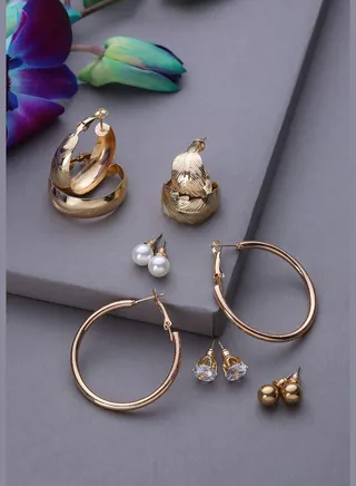Pack of 3 Gold Plated Designer Earrings