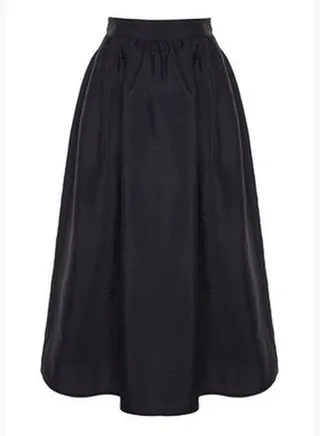 Black A-line Parachute Fabric Midi Woven Skirt TWOAW24ET00342