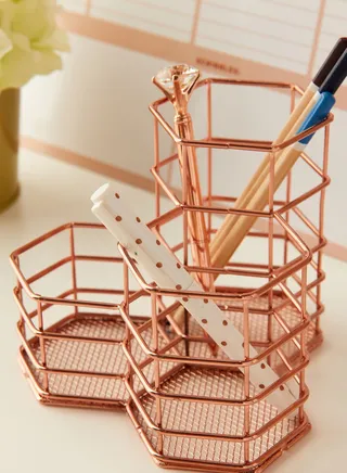 Rose Gold Wire Storage Organiser