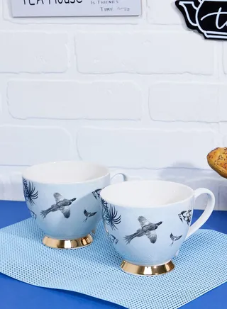 Footed Mug Mimosa Skies - Teal/Gold - Amended