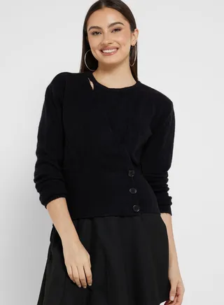 Asymmetric Wrap Detail Sweater