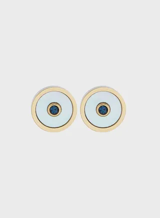 Earrings With Mother Of Pearl Inlay & Crystal