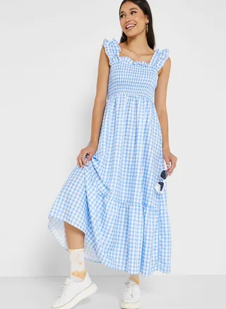 Square Neck Textured Dress