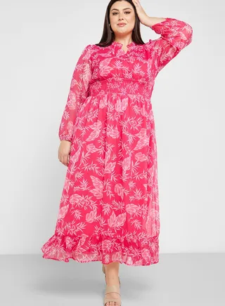 Printed Collar Detail Fit & Flare Dress