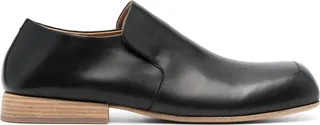 Square-Toe Leather Loafers