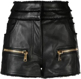 Mid-Rise Leather Shorts